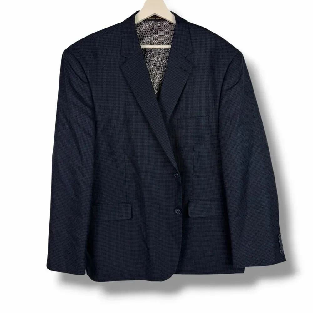 Pierre Loren Superior Men’s Sports Jacket 52R Blue Houndstooth